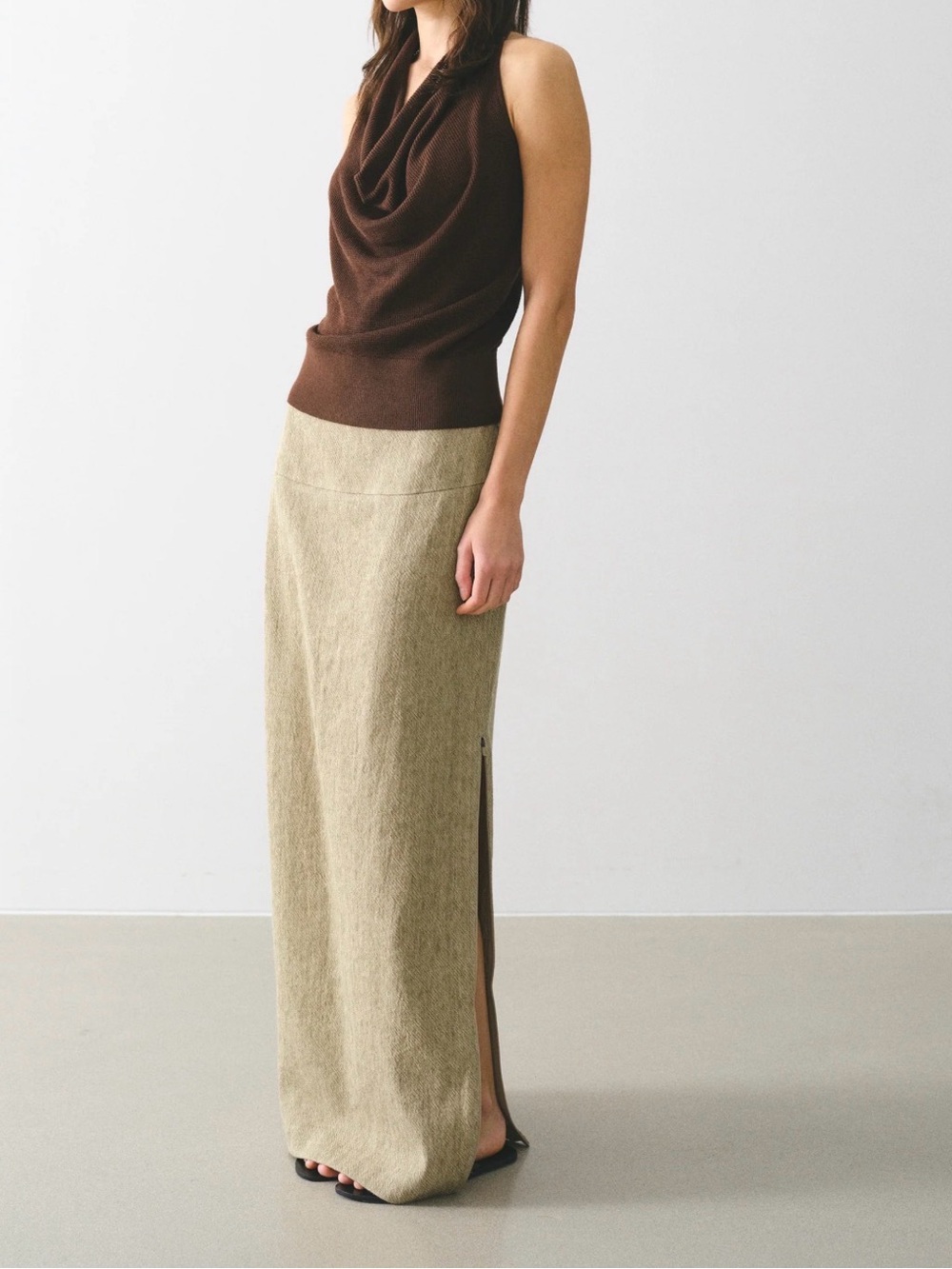 Source Unknown Beige Maxi Pencil Skirt